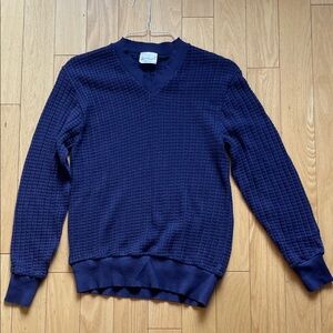 Vintage Lord Clayton Men's Deep Blue V-Neck Sweater